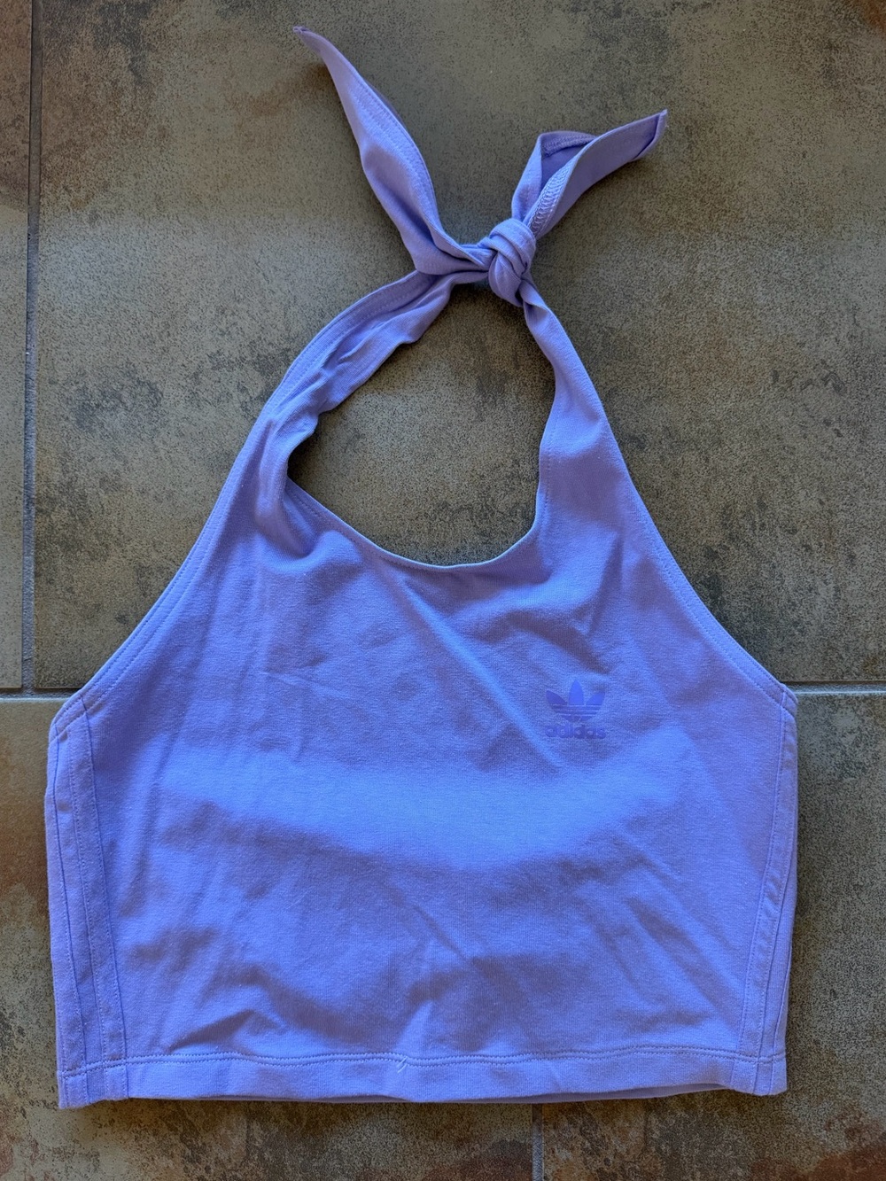 adidas Lilac Tie-Neck Halter Crop Tank
